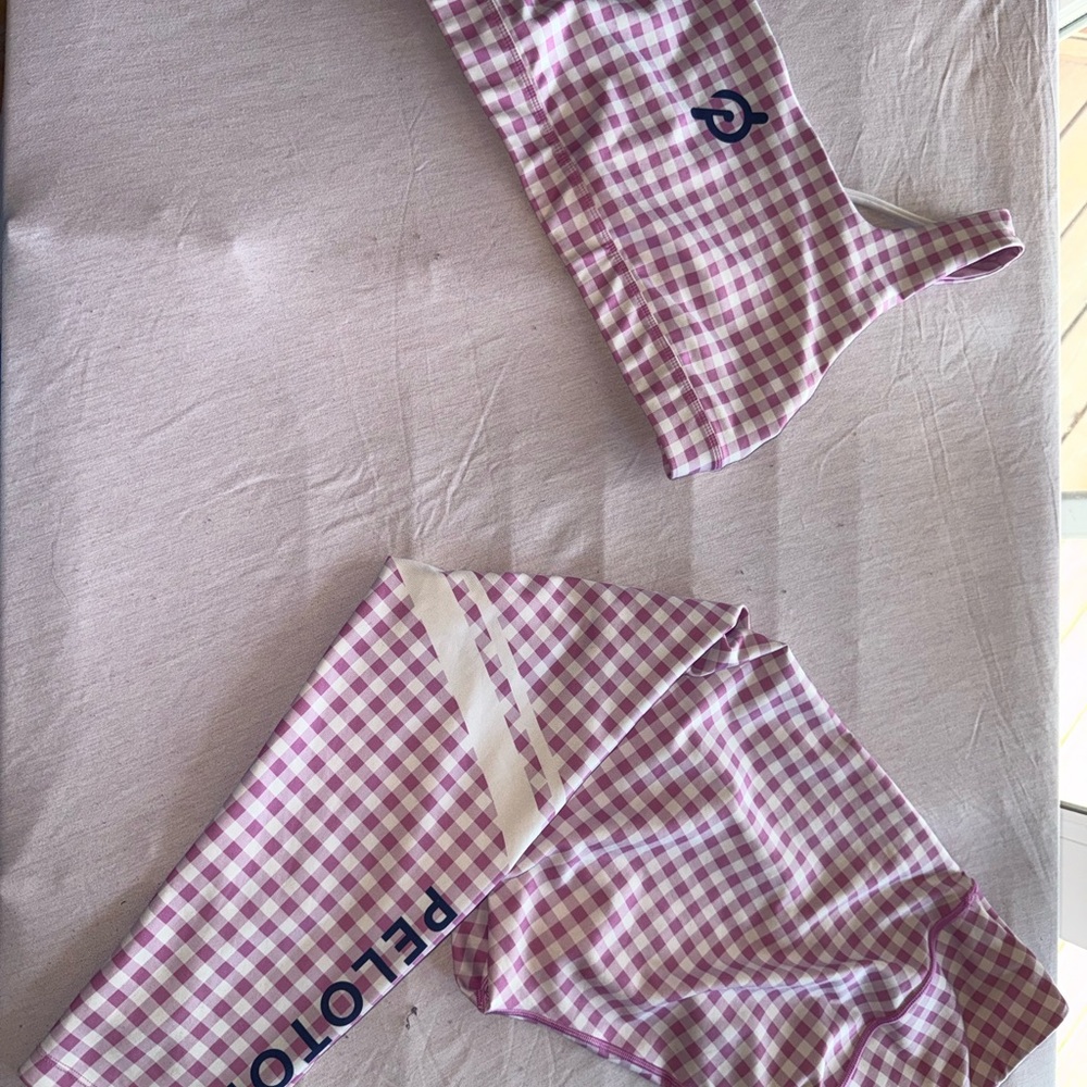 Peloton Gingham Two-Piece Swim Set in Pink 1X